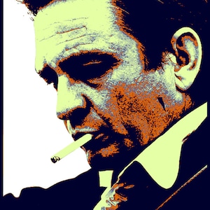 Original Johnny Cash Giclée Art Print Poster Vintage Country Rock Music Man in Black