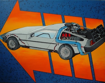 Original "1.21 GIGAWATTS!" Back to the Future Painting Poster Marty McFly