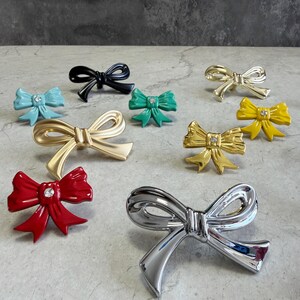 Bow Cabinet Pulls, Colorful Bow Drawer Handles, Decorative Bow Dresser Pulls, Cute Cabinet Hardware-GB12
