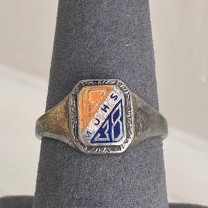 Vintage 1938 MJHS Sterling Silver Class Ring – BB Co – Size 8.5 – School Memorabilia