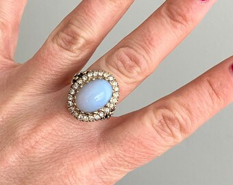 1960s Moonglow Cocktail Ring - 14 Kt GE Espo - Size 5 3/4 , Vintage Cocktail Ring , Vintage Statement Ring