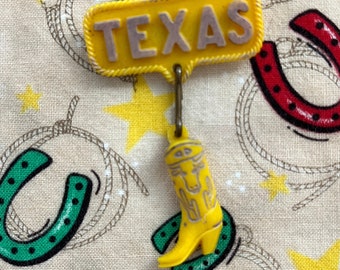 1940s 1950s Waltex-Texas Souvenir-Cowboy Boot Dangle Brooch Pin/1940s 1950s Cowgirl Brooch Pin/Vintage Texas Souvenir