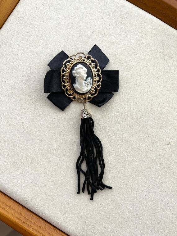 1940s 1950s Cameo Mourning Brooch/Vintage Mournin… - image 4