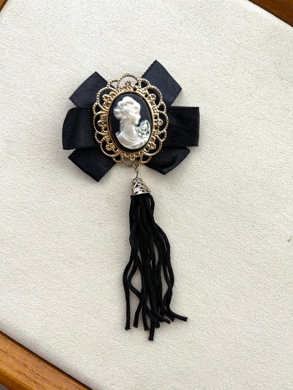 1940s 1950s Cameo Mourning Brooch/Vintage Mournin… - image 5