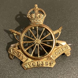 WWI Army Cyclist Corps Brass Cap Pin - Vintage Military Collectible