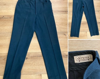 1960s Gross Original Denver - Blue Western Cowboy Pants - Pearl Snap Pockets - 32" Waist