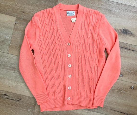 Adorable Vintage 1970s Dark Peach Kmart Acrylic Knit Cardigan Sweater Size Large New Old Stock Etsy Ireland