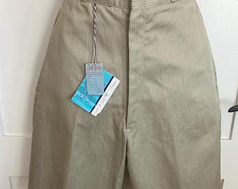 1950s Pinstripe Khaki Shorts: NOS Vintage Cotton, 23" Waist