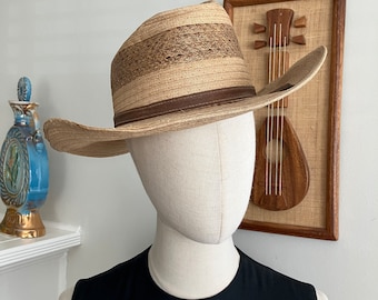 1960s Bee Western - The Tuscon - Straw Cowgirl Hat - Size 6 7/8 - As Is Condition