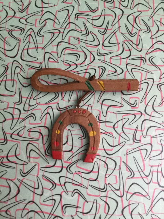 1940s Adorable Large Hand Carved Wooden Horseshoe
