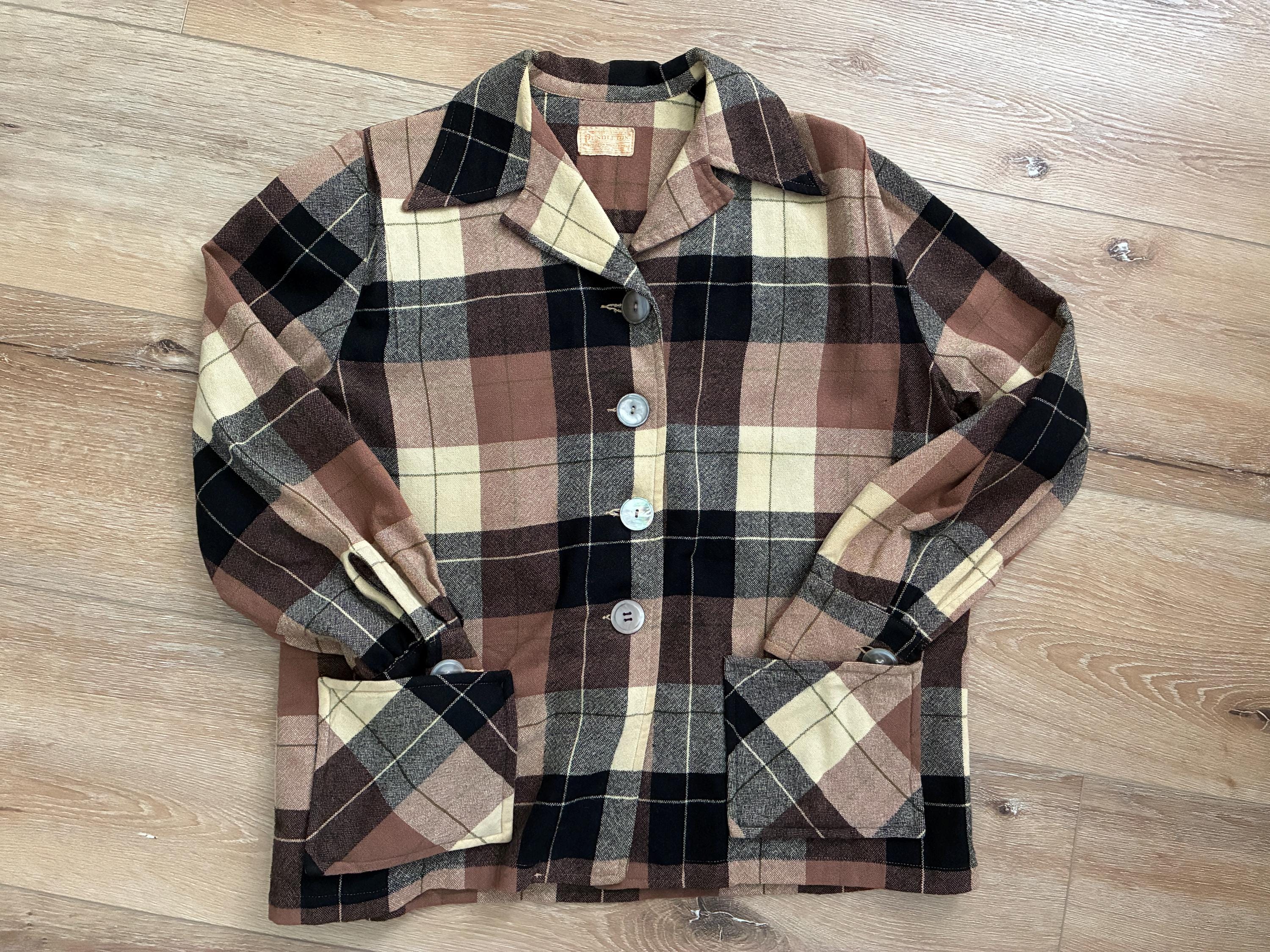 Blazer / Manteau Femme PENDLETON 100% Laine - Taille M, Couleur Vert - Occasion Très Bon état - Fabriqué USA