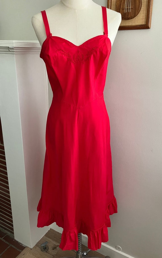 Vintage 1950s Red Barbizon "Saucy" Taffreda Slip D