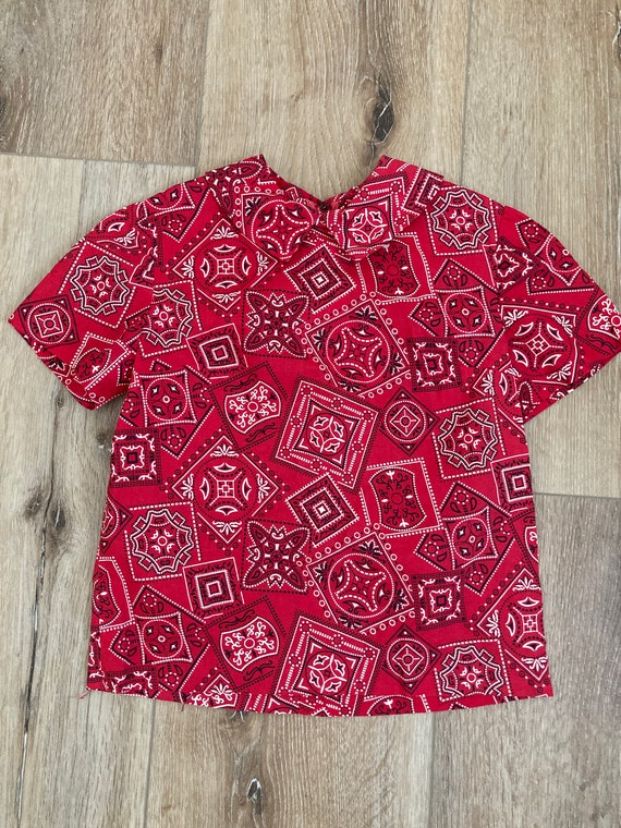 1950s Adorable Girls Red Bandana Print Cotton Top Sz 10/12 | Etsy