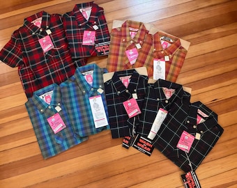 1950s Blue Bell Jeanies Deadstock Girls Plaid Shirts - Lot of 9 - NOS Sizes 7–14