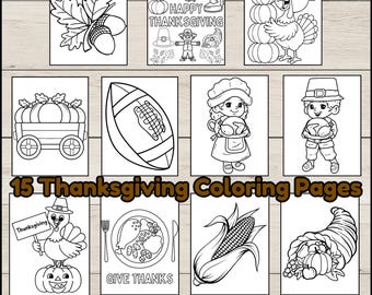 Thanksgiving Coloring Pages for Kids, Printable Thanksgiving Activities (DIGITAL)