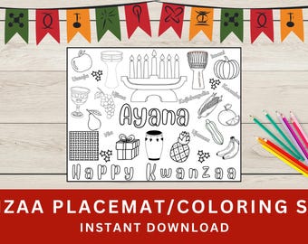 Kwanzaa Kids Färbung Tischset, bearbeitbare Aktivitätsseite (digitaler Download)