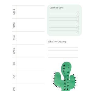 Bloc de notas con diseño de cactus verde, lista de tareas, bloc de notas para notas, papelería inspirada en la naturaleza, bloc de escritorio pequeño, mediano o grande.