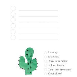 Green Cactus Notepad, To Do List, Memo Pad, Nature Inspired Stationery, Small, Medium or Large Desk Pad