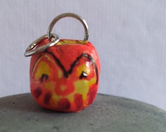 Creepy tiny pumpkin made of air dried clay Handpainted with acrylics; pendant, charm, or cute display pumpkin less than 20 dollars