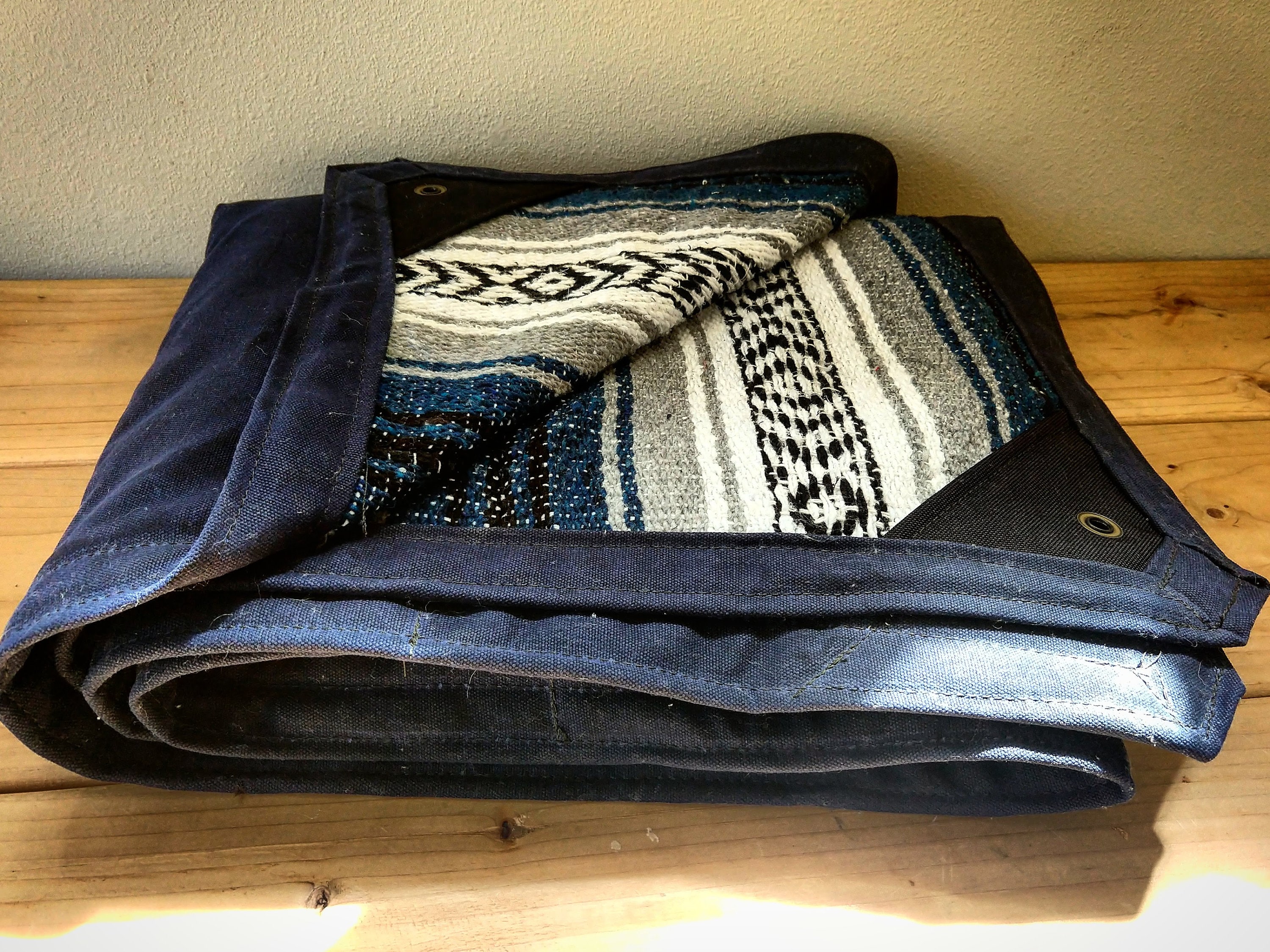 Waxed Canvas and Mexican Blanket Bed Roll / Picnic Blanket Etsy