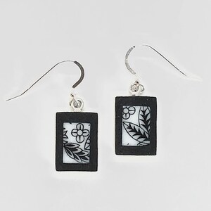 Broken China Earrings Black and White Deco Cracked Plate Broken China Jewelry Mosaic Earrings image 3