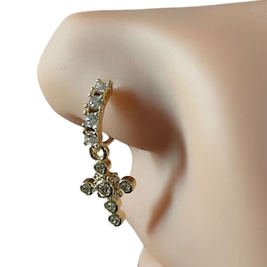 Nasenring Hoop mit Anhänger | 8 mm Hoop | Vergoldet