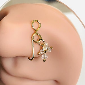 Gold Nose Cuff with dangle | No Piercing Needed