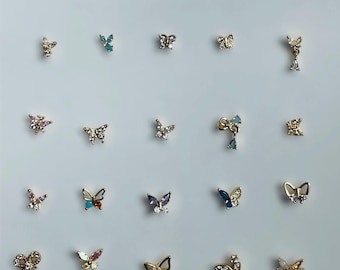 Butterfly Nose Stud Ring | 20 gauge L rod | Stainless Steel
