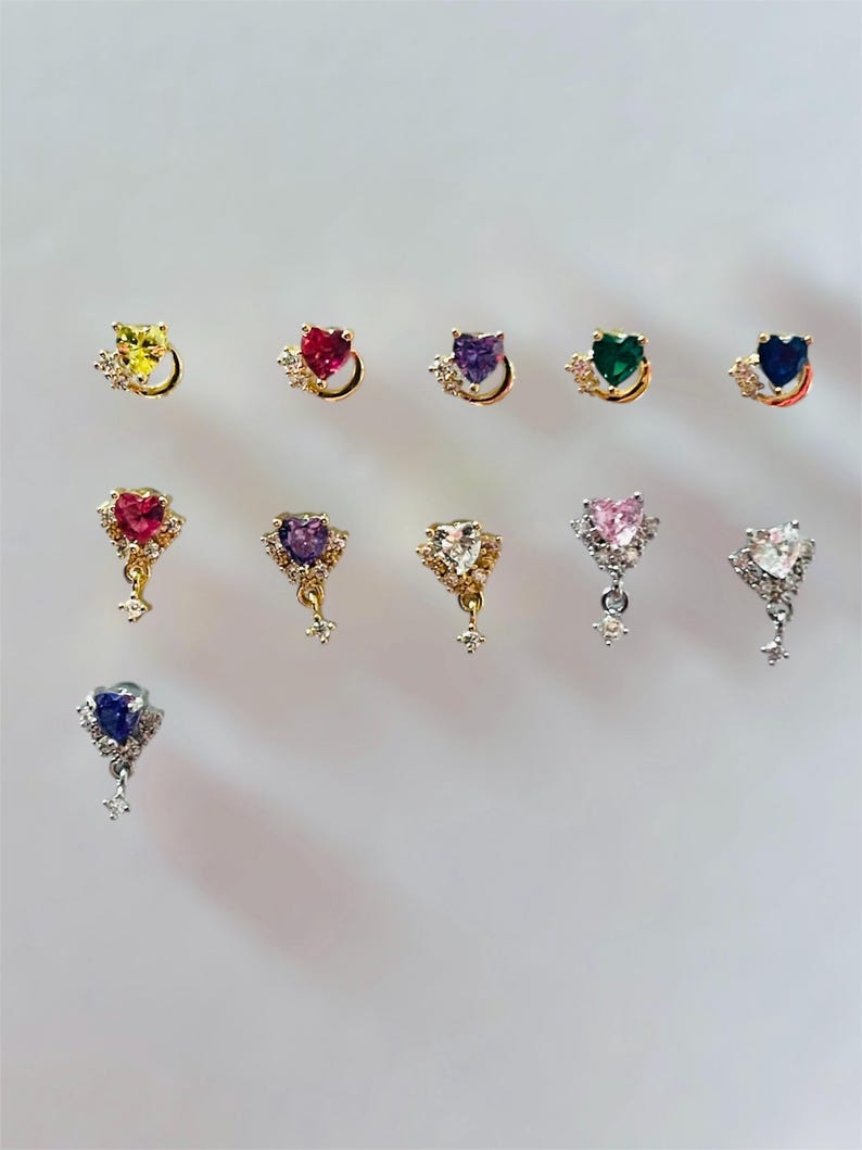 Heart Dangle Nose Ring | 20 gauge L rod | Nose Piercing image 9