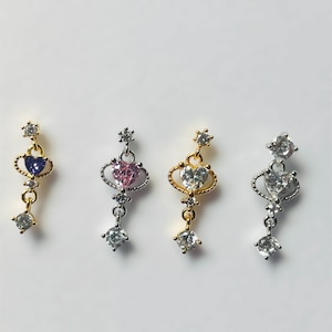 Heart Dangle Nose Ring | 20 gauge L rod | Nose Piercing