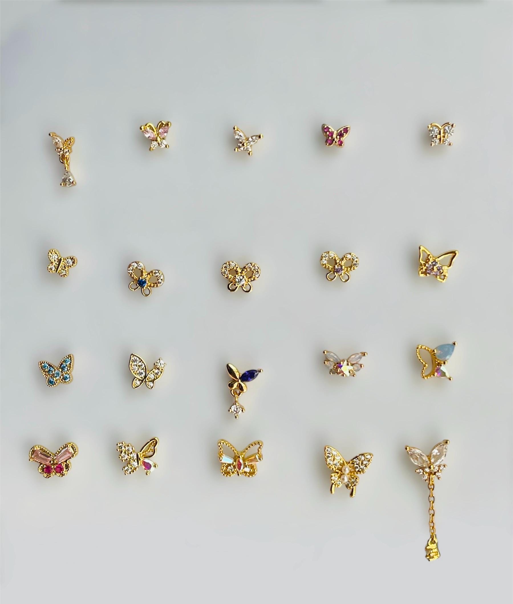 Butterfly Nose Stud Ring | 20 gauge L rod | Stainless Steel