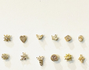 Nose Ring Studs | 20 gauge L Rod | Gold Plated Stainless Steel