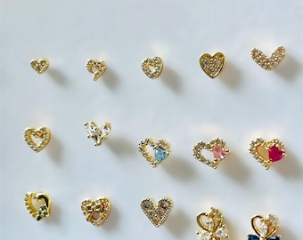Piercing al naso a forma di cuore / Asta a L calibro 20 / Acciaio inossidabile placcato oro