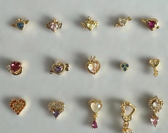 Heart Nose Ring Studs | 20 gauge L Rod | Gold Plated Stainless Steel