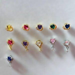Heart Dangle Nose Ring | 20 gauge L rod | Nose Piercing image 7