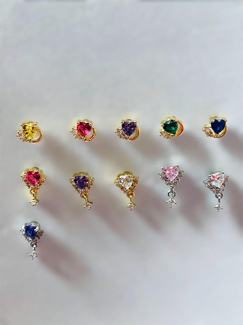 Heart Dangle Nose Ring | 20 gauge L rod | Nose Piercing image 7
