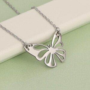 Dainty Sterling Silver Butterfly Necklace · Delicate Minimalist Bridesmaid Jewelry