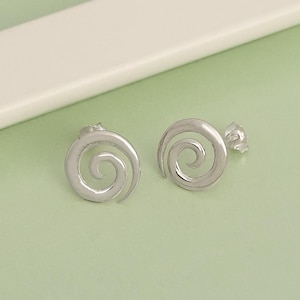 Sterling Silver Koru Spiral Stud Earrings · Maori Swirl Jewelry