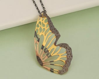 Sterling Silver Multicolor Large Butterfly Wing Necklace · Butterfly Lovers Jewelry