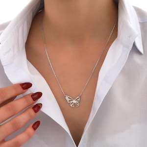 Sterling Silver Butterfly Pendant Necklace – Minimalist Jewelry