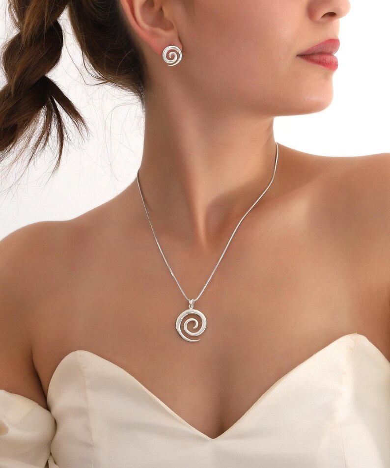 Sterling Silver Maori Koru Spiral Necklace – Minimalist Swirl Jewelry image 2