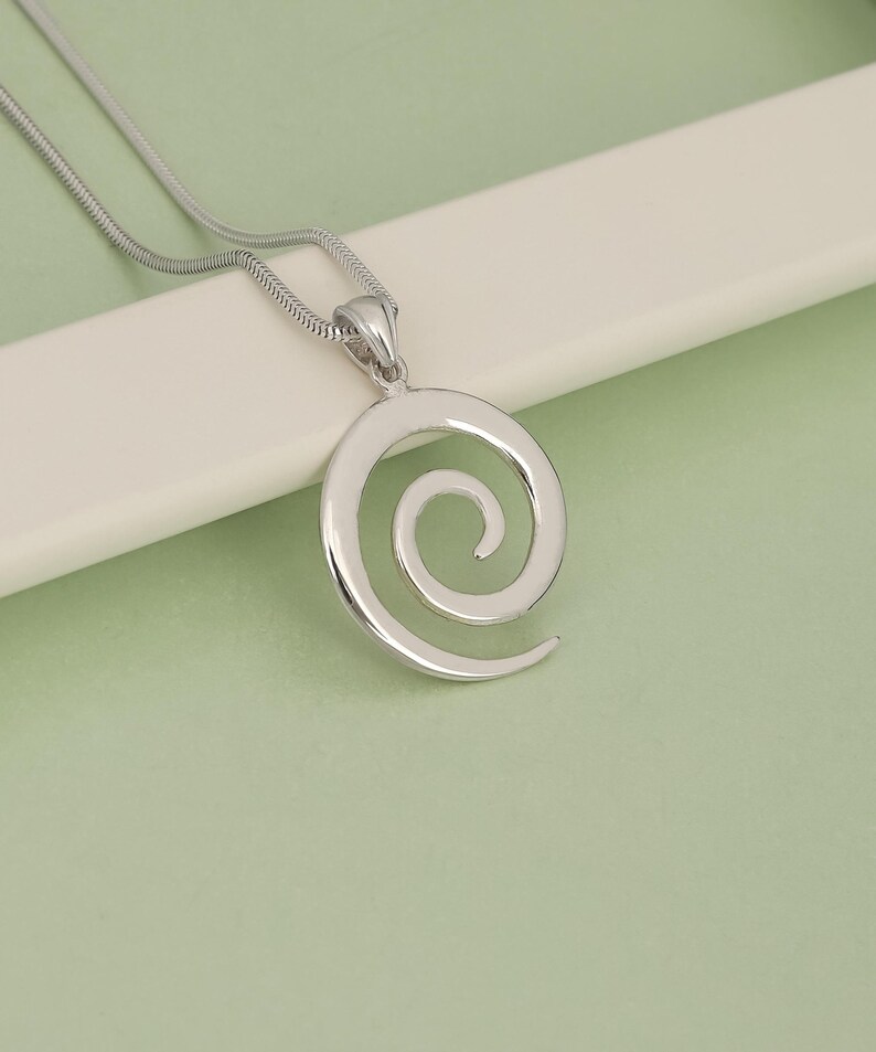 Sterling Silver Maori Koru Spiral Necklace – Minimalist Swirl Jewelry image 4