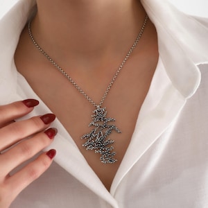 Oxidized Sterling Silver Brutalist Necklace · Bold Statement Pendant · Unique Modern Jewelry · Gift for Her · Christmas Gift
