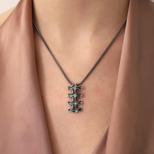 Brutalist Oxidized Sterling Silver Necklace · Sculptural Abstract Pendant Jewelry · Unisex Boho Necklace · Gift for Her · Christmas Gift
