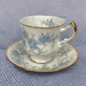 Vintage Paragon Remember Me Demitasse Tea Cup and Saucer - Forget Me Not Paragon Tea Cup
