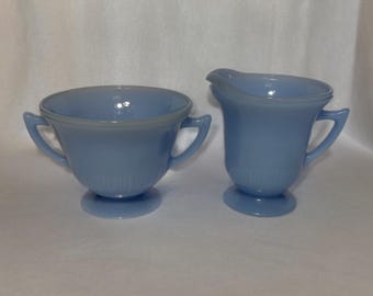 Vintage 1930's Delphite Milky Blue Depression Glass Jeanette