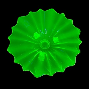 Vintage Uranium Glass Three Footed Candy Dish - Green Depression Glass