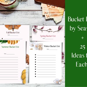 Bucket List Printable, Bucket List Ideas and Bucket List Templates for Spring, Summer, Winter and Fall