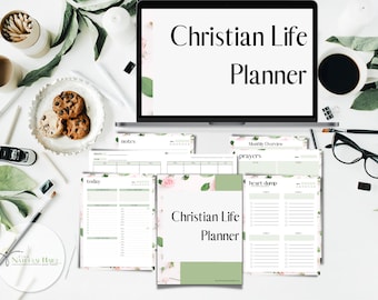 Christian Life Planner Printable, Undated Floral Faith Based Planner for Appointments, Daily To Do, Christian Routine Tracker