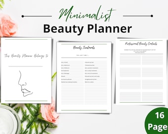 Minimalist Beauty Rituals Planner, Self Care Planner Printable, Skincare Routine Tracker, Beauty Routine Tracker for Skin and Hair Wellness